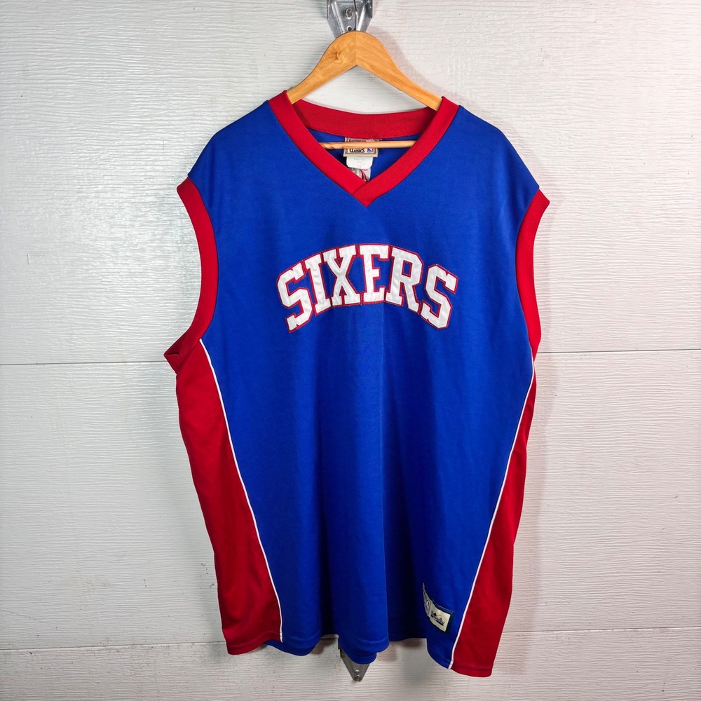 Vintage Philadelphia 76ers Jersey Majestic Hardwood Classic Sixers 2X Throwback